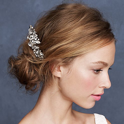 If you plan on skipping the veil, decorate your hair with this beautiful J.Crew pinwheel crystal pin ($118).
If you plan on skipping the veil, decorate your hair with this beautiful J.Crew pinwheel crystal pin ($118).