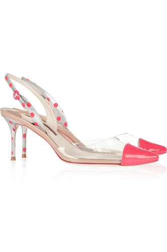 Sophia Webster Diara Leather and PVC Kitten Heels ($395)
Sophia Webster Diara Leather and PVC Kitten Heels ($395)