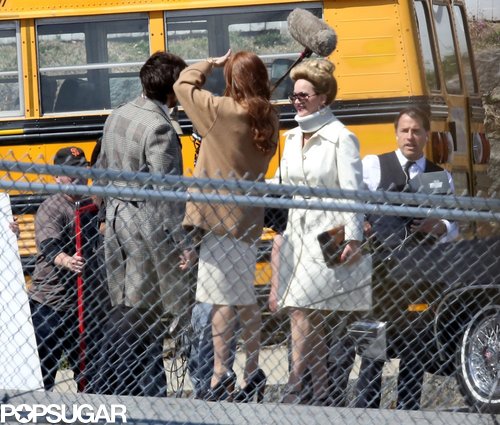 Christian Bale, Amy Adams, and Jennifer Lawrence filmed scenes for their latest David O. Russell film.
Christian Bale, Amy Adams, and Jennifer Lawrence filmed scenes for their latest David O. Russell film.