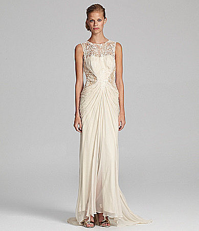 Tadashi Sleeveless Long Chiffon Gown