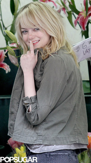 Emma Stone gave a cute smile while on set in NYC.
Emma Stone gave a cute smile while on set in NYC.