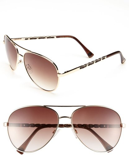 Vince Camuto Metal & Faux Leather 60mm Aviator Sunglasses