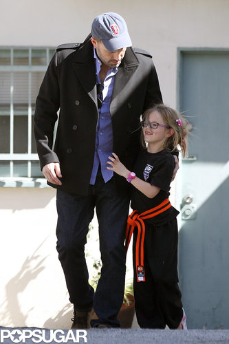 Ben Affleck picked up Violet from karate class.
Ben Affleck picked up Violet from karate class.