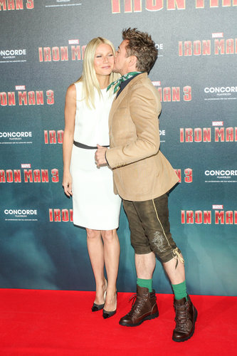 Gwyneth Paltrow got a kiss from Robert Downey Jr. at the Iron Man 3 photocall in Munich.
Gwyneth Paltrow got a kiss from Robert Downey Jr. at the Iron Man 3 photocall in Munich.