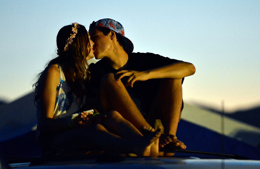 A couple kissed on top of a car ahead of the Coachella Music Festival in Indio, CA.
A couple kissed on top of a car ahead of the Coachella Music Festival in Indio, CA.