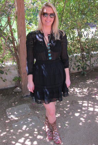 A turquoise necklace and strappy gladiator flats complete this fun festival party look.
Source:Meg Cuna
A turquoise necklace and strappy gladiator flats complete this fun festival party look.
Source:Meg Cuna