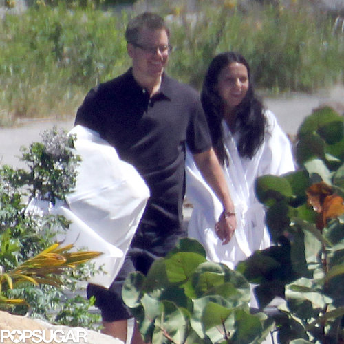 Matt and Luciana Damon held hands in St. Lucia.
Matt and Luciana Damon held hands in St. Lucia.