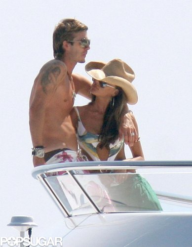 While in St.-Tropez in June 2005, David and Victoria Beckham worked on their tans together.
While in St.-Tropez in June 2005, David and Victoria Beckham worked on their tans together.