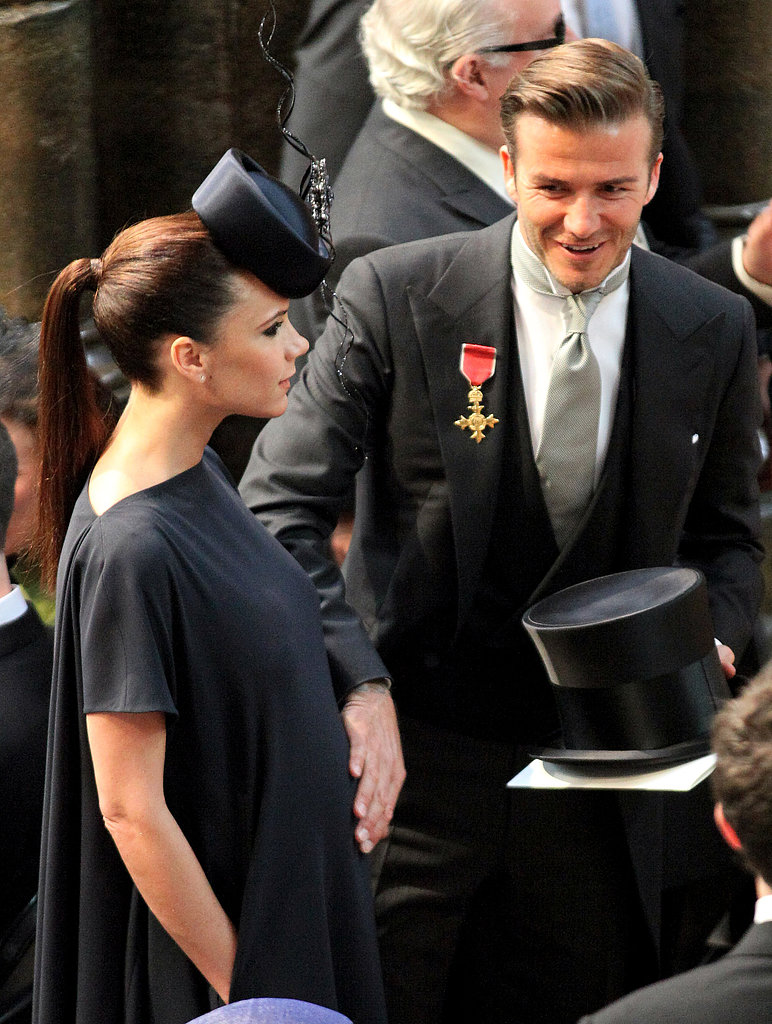 David put a hand on Victoria's pregnant belly at the royal wedding of Prince William and Kate Middleton in April 2011.
David put a hand on Victoria's pregnant belly at the royal wedding of Prince William and Kate Middleton in April 2011.