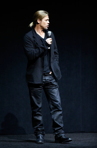 Brad Pitt Says He Made World War Z For His "Boys" at CinemaCon Brad Pitt Says He Made World War Z For His "Boys" at CinemaCon