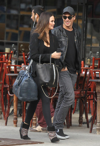 Chrissy Teigen did all-black during a day out in NYC. She paired up a black blazer with a black tank, black leggings, a studded Valentino bag, then added a pop of print via her suede ankle boots.
Chrissy Teigen did all-black during a day out in NYC. She paired up a black blazer with a black tank, black leggings, a studded Valentino bag, then added a pop of print via her suede ankle boots.