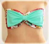 Bow Bandeau Big Bow Mint  Bandeau Neon Beach Bandeau Spandex, Strapless Bra, Bandeau Top, Bandeau Bikini