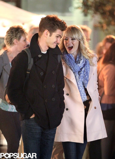 Emma Stone and Andrew Garfield filmed a scene together in NYC.
Emma Stone and Andrew Garfield filmed a scene together in NYC.