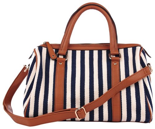7CHI Striped Canvas Satchel
