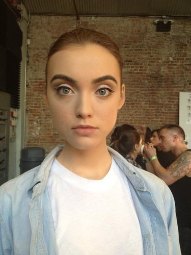 The lips were a custom mix of taupe and pink lipsticks that kept the makeup natural, while cheeks were without blush and contoured instead. But most importantly, Jennings focused on creating a matte skin finish with MAC Prep+Prime Transparent Finishing Powder. "Recently, with brides, it's about that glow, but what photographs really well is that matte we see celebrities wearing," he said.
The lips were a custom mix of taupe and pink lipsticks that kept the makeup natural, while cheeks were without blush and contoured instead. But most importantly, Jennings focused on creating a matte skin finish with MAC Prep+Prime Transparent Finishing Powder. "Recently, with brides, it's about that glow, but what photographs really well is that matte we see celebrities wearing," he said.