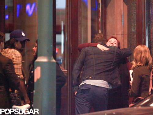 Ryan Reynolds hugged a friend.
Ryan Reynolds hugged a friend.