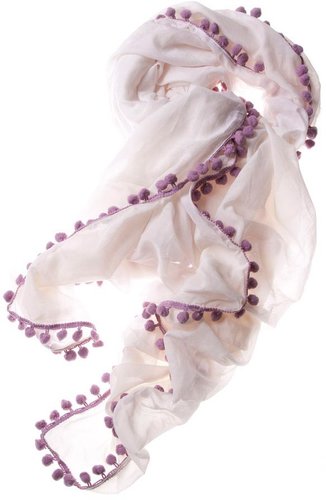 Thomaspaul - Cream/Lavender Pom Pom Scarf