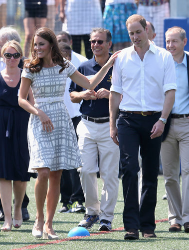 Kate Middleton put a hand on Prince William's shoulder while they visited Bacon's College in London in July 2012.
Kate Middleton put a hand on Prince William's shoulder while they visited Bacon's College in London in July 2012.
