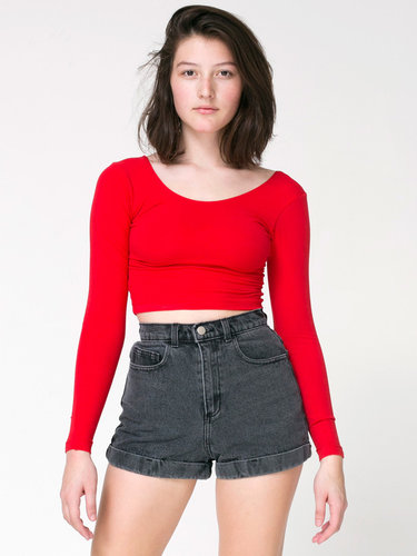 Stone Wash High-Waist Jean Cuff Short