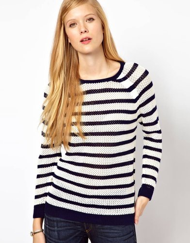 Whistles Alexis Stripe Lace Stitch Sweater
