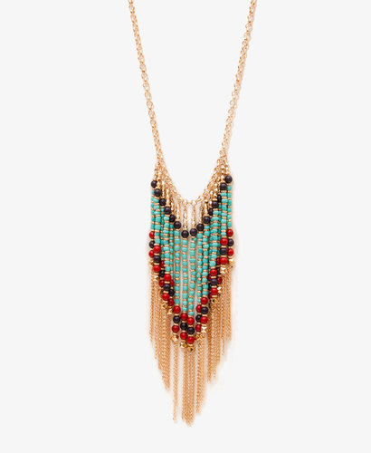 FOREVER 21 Beaded Fringe Necklace