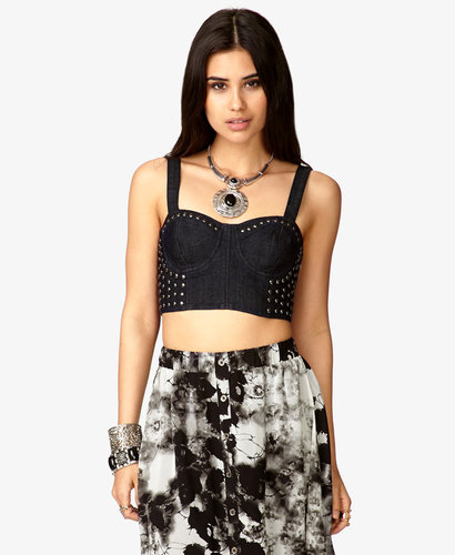 FOREVER 21 Glamed Up Denim Bustier