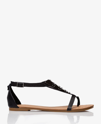 FOREVER 21 Faux Leather Geo Thong Sandals