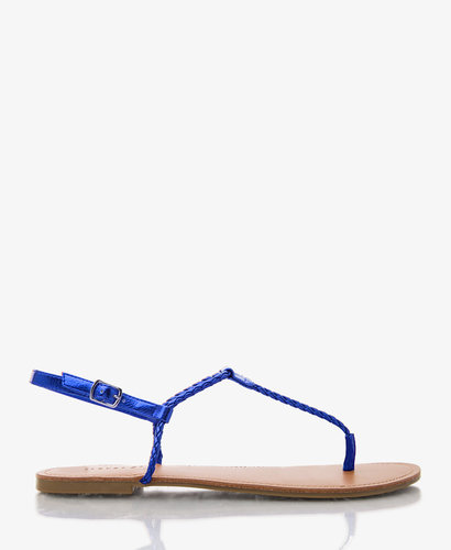 FOREVER 21 Metallic Faux Leather Thong Sandals