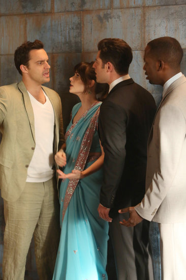 Jake Johnson, Zooey Deschanel, Max Greenfield, and Lamorne Morris on New Girl.
Jake Johnson, Zooey Deschanel, Max Greenfield, and Lamorne Morris on New Girl.