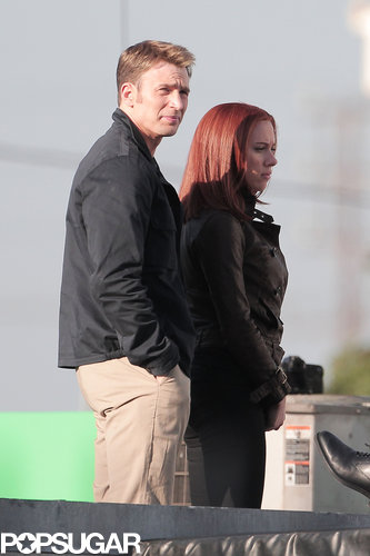 Scarlett Kicks Captain America Filming Into High Gear With Chris Evans Scarlett Kicks Captain America Filming Into High Gear With Chris Evans
