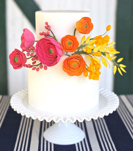 We adore the pop of color that the bright ranunculus bring to this otherwise simple cake.
Photo by Annie Edmonds via Green Wedding Shoes
We adore the pop of color that the bright ranunculus bring to this otherwise simple cake.
Photo by Annie Edmonds via Green Wedding Shoes