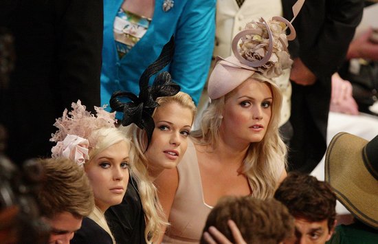 Prince William's cousins all stood out inside Westminster Abbey, thanks to their artful hat creations.
Prince William's cousins all stood out inside Westminster Abbey, thanks to their artful hat creations.