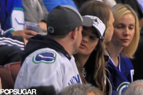 Lea Michele chatted with Cory Monteith during the game.
Lea Michele chatted with Cory Monteith during the game.