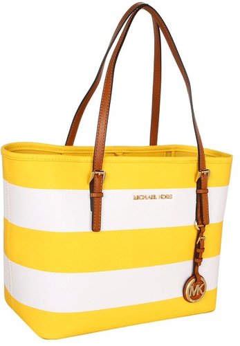 MICHAEL Michael Kors - Jet Set Small Travel Tote - Striped Saffiano (Red/White) - Bags and Luggage
