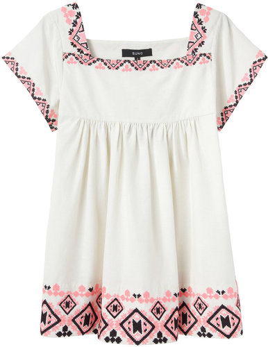 Pay homage to the holiday with a festive embroidered top — this Suno embroidered baby-doll top ($350) would be the perfect piece to top jeans and platforms.
Pay homage to the holiday with a festive embroidered top — this Suno embroidered baby-doll top ($350) would be the perfect piece to top jeans and platforms.