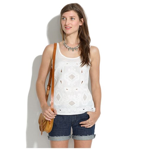 If you're not into bright colors or bold details, this Madewell embroidered paisley tank ($78) offers a subtler approach with understated embroidery. Dress it up with gold jewelry and great wedges.
If you're not into bright colors or bold details, this Madewell embroidered paisley tank ($78) offers a subtler approach with understated embroidery. Dress it up with gold jewelry and great wedges.
