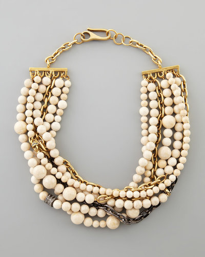Paige Novick Julie 7-Strand Riverstone Beaded Necklace, Ivory