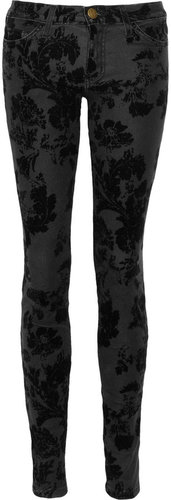 Current/Elliott The Ankle velvet-flocked skinny jeans