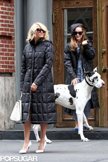 Cameron Diaz hit her NYC set with Leslie Mann and a large dog.
Cameron Diaz hit her NYC set with Leslie Mann and a large dog.