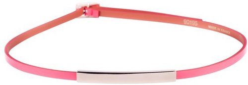 Maison Boinet Skinny Coral Pink Belt with Gold Plate