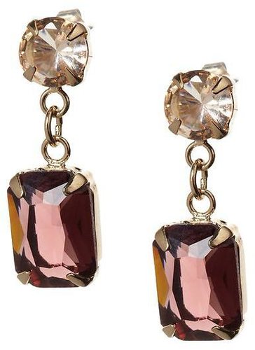 Purple emerald drop earring