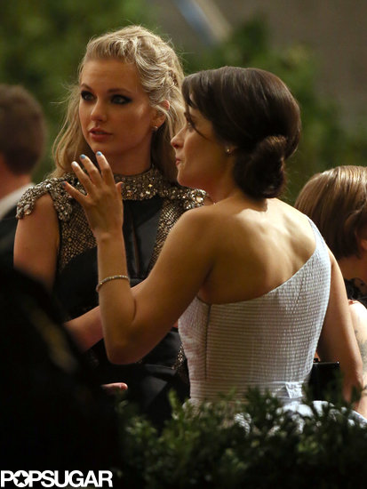 Taylor Swift chatted with Zooey Deschanel while leaving the Met Gala.
Taylor Swift chatted with Zooey Deschanel while leaving the Met Gala.