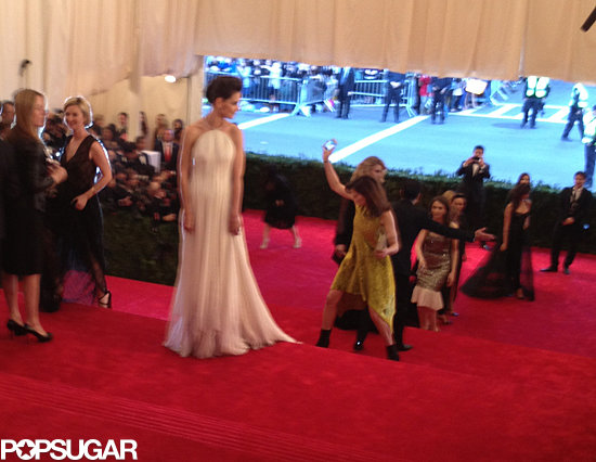 Katie Holmes was a vision in white against the red carpet.
Katie Holmes was a vision in white against the red carpet.