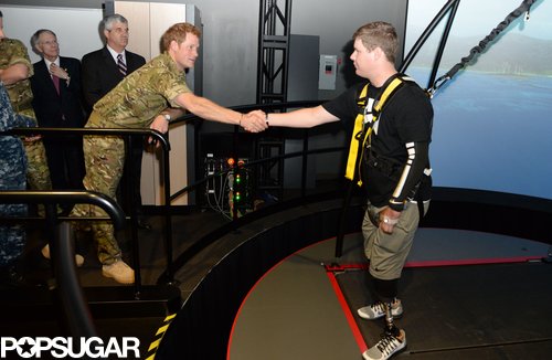 Prince Harry visited with veterans at the Walter Reed Memorial Hospital for injured servicemen in Maryland on Thursday.
Prince Harry visited with veterans at the Walter Reed Memorial Hospital for injured servicemen in Maryland on Thursday.