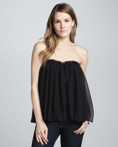 Blaque Label Chiffon-Overlay Strapless Top