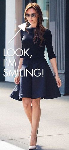 Victoria Beckham poked fun at herself for smiling on her Twitter account.
Source: Twitter user VictoriaBeckham
Victoria Beckham poked fun at herself for smiling on her Twitter account.
Source: Twitter user VictoriaBeckham