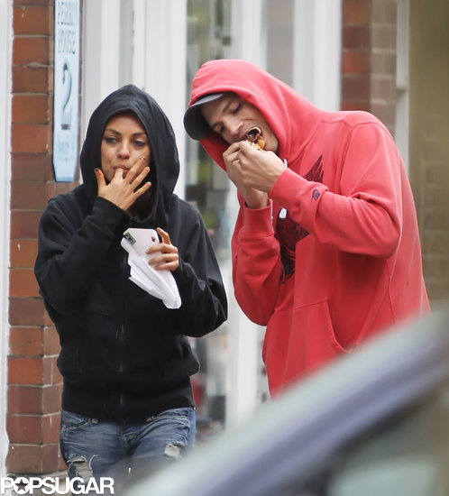 Mila Kunis and Ashton Kutcher devoured their crepes on the streets of London.
Mila Kunis and Ashton Kutcher devoured their crepes on the streets of London.