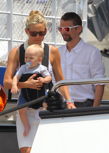 Kate Hudson and Matthew Bellamy bought little Bingham along for a yacht ride in Monaco during June 2012.
Kate Hudson and Matthew Bellamy bought little Bingham along for a yacht ride in Monaco during June 2012.