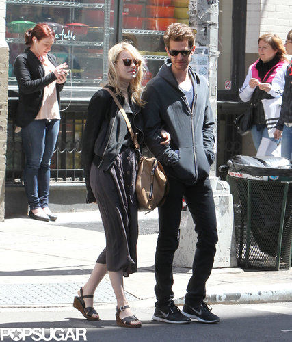 Emma Stone and Andrew Garfield were arm in arm in NYC on Tuesday.
Emma Stone and Andrew Garfield were arm in arm in NYC on Tuesday.
