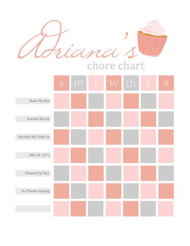 Cupcake Reward Chart Cupcake Reward Chart